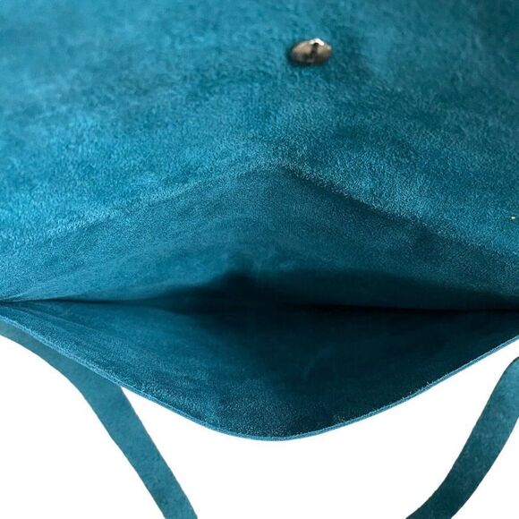 Handmade Blue Turquoise Leather Western Boho Hippy Satchel Crossbody Purse - Picture 10 of 11